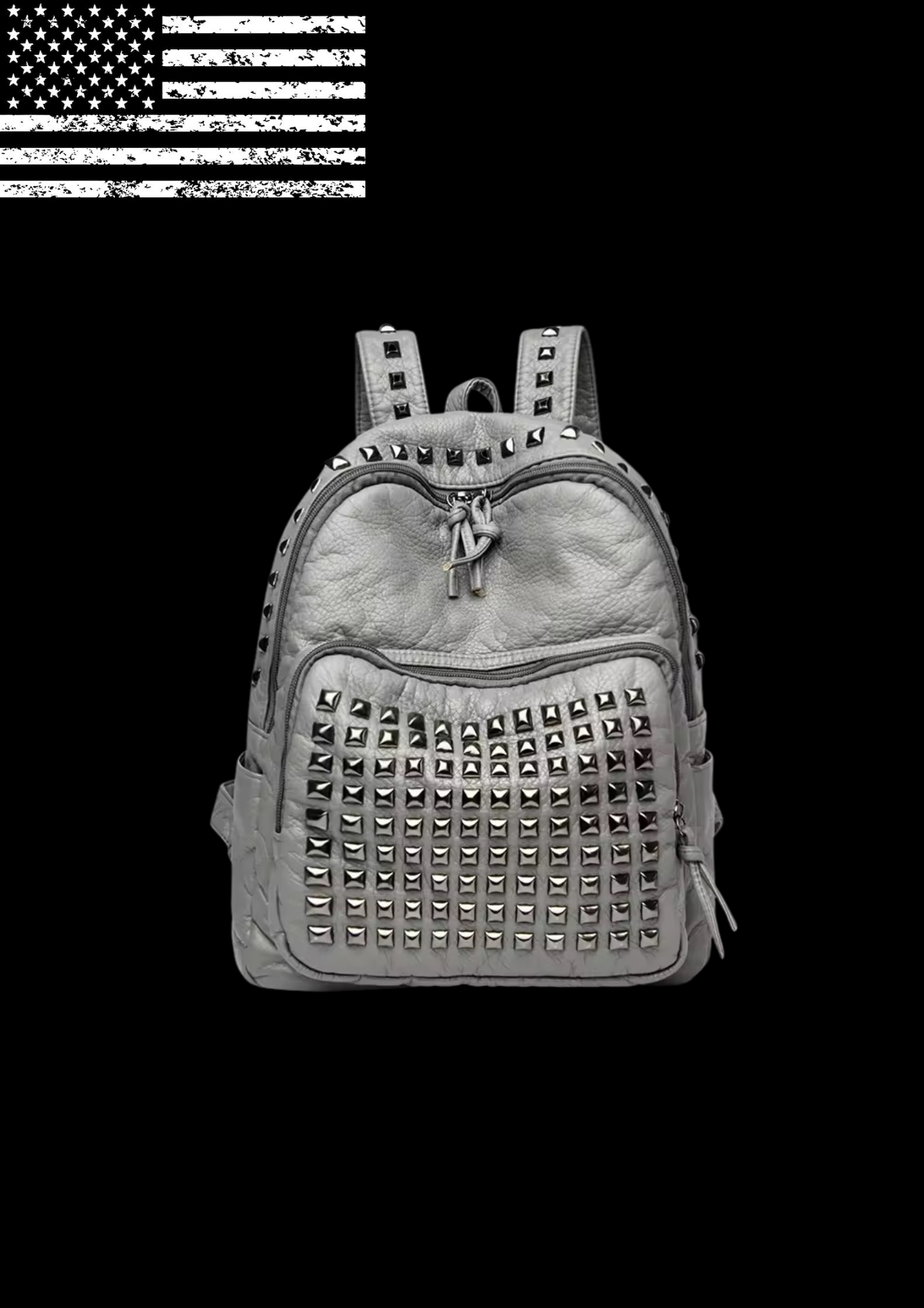 GREY STUDDED’ BACKPACK 𖦏