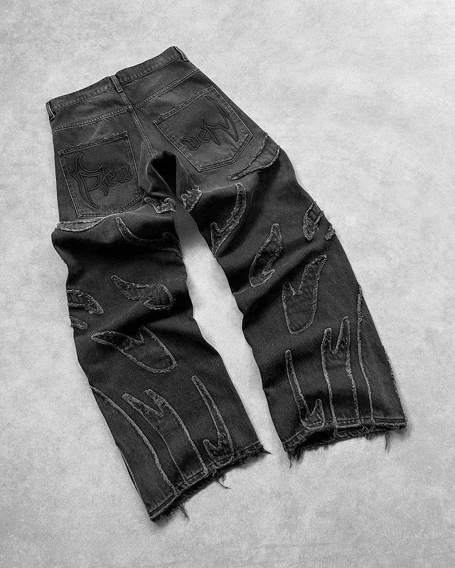Czarne Baggy Jeans Y2K