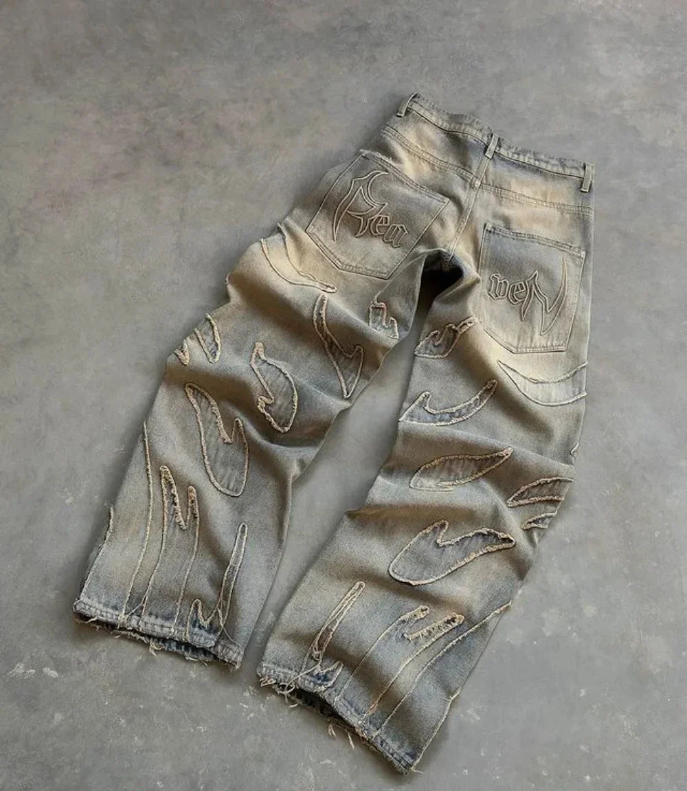 Czarne Baggy Jeans Y2K