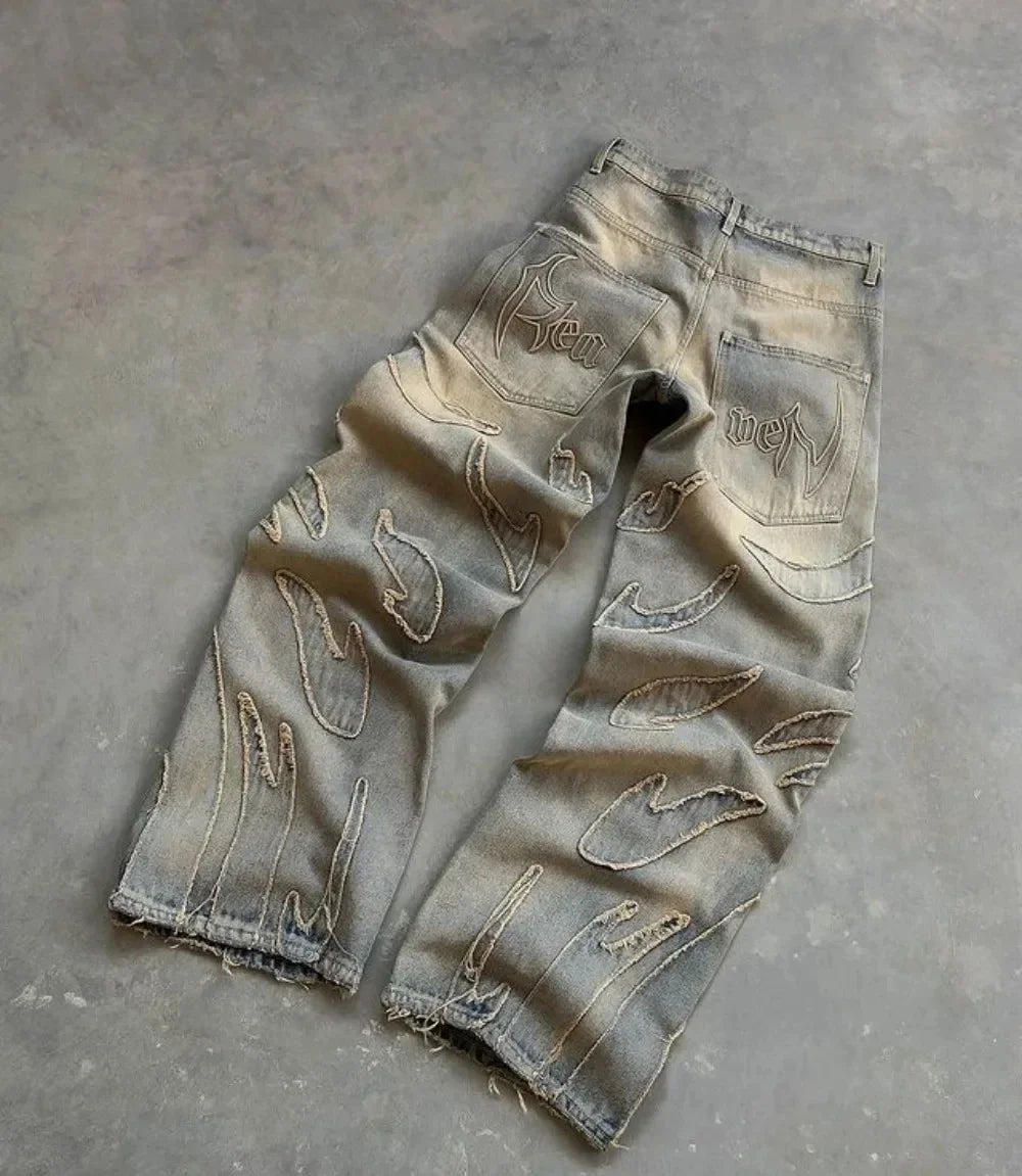 Czarne Baggy Jeans Y2K