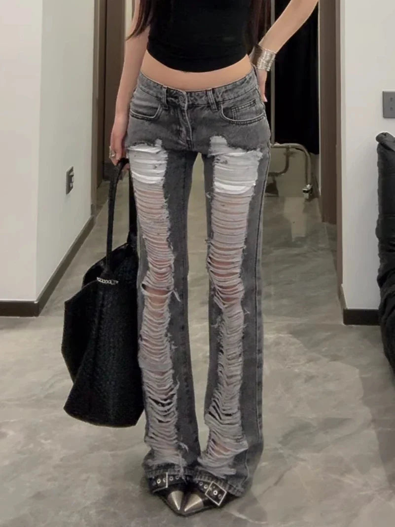 Ripped Jeans Damskie Y2K