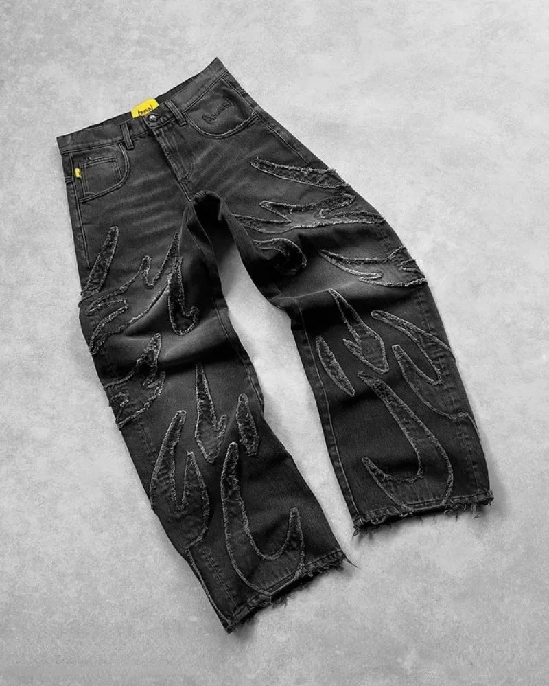 Czarne Baggy Jeans Y2K