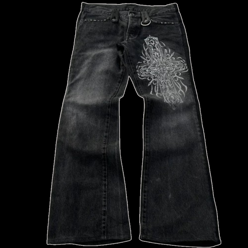 Czarne Flared Jeans Y2K